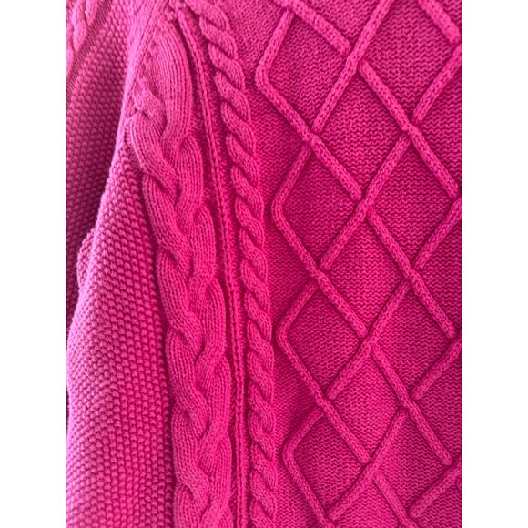 Y2K GAP Cable Knit Pink Cotton Chunky Pullover Sweater Medium - Picture 3 of 8